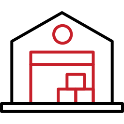warehouse red and black icon